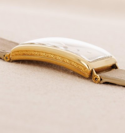 Patek Philippe Yellow Gold Rectangular Watch Ref 10 With Remarkable Engraving Details