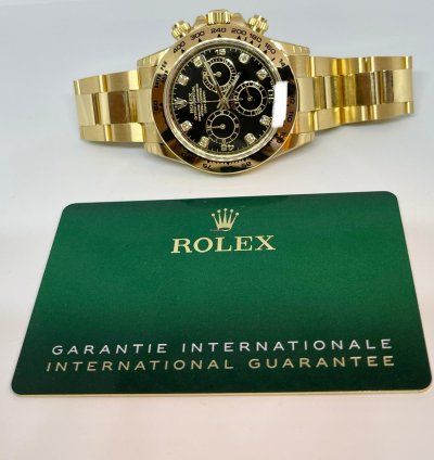 Rolex Daytona Yellow Gold Black Diamond Dial 116508 New