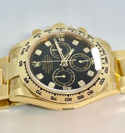 Rolex Daytona Yellow Gold Black Diamond Dial 116508 New