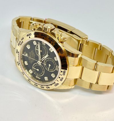 Rolex Daytona Yellow Gold Black Diamond Dial 116508 New