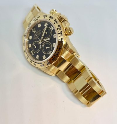 Rolex Daytona Yellow Gold Black Diamond Dial 116508 New
