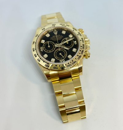 Rolex Daytona Yellow Gold Black Diamond Dial 116508 New