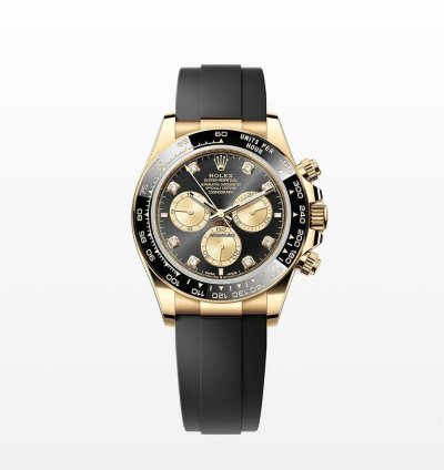 Rolex Daytona Yellow Gold Black Diamond Dial Oysterflex 126518ln New 2024