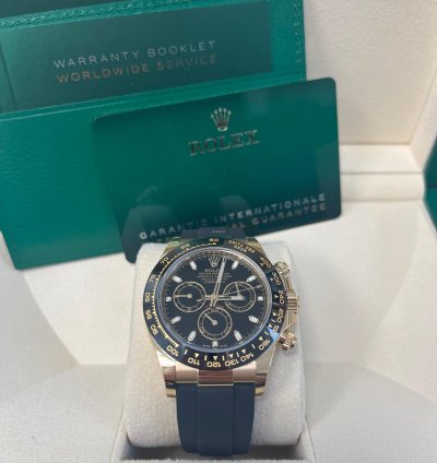 Rolex Daytona Yellow Gold Daytona 40 Watch - Black Index Dial - Black Oysterflex Strap 116518ln