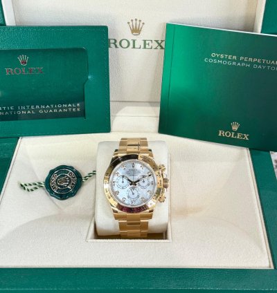 Rolex Daytona Yellow Gold Mother Of Pearl Diamond Dial 2021