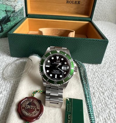 Rolex Submariner Date Kermit Nos Fat Four Mk1 Full Set Sticker 16610lv