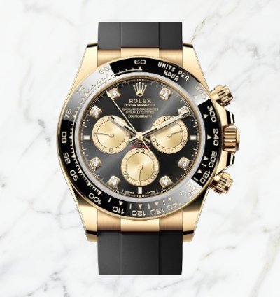 Rolex Daytona Yellow Gold Oysterflex Black Gold Diamond Dial 126518ln new Unworn