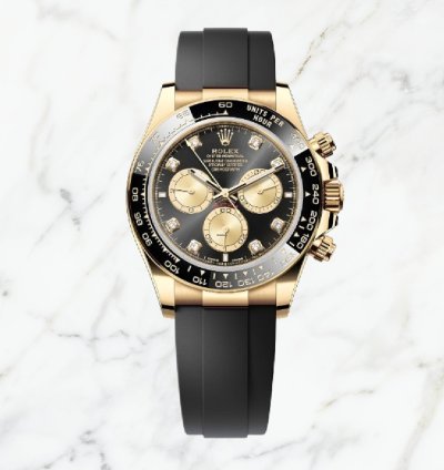 Rolex Daytona Yellow Gold Oysterflex Black Gold Diamond Dial 126518ln new Unworn