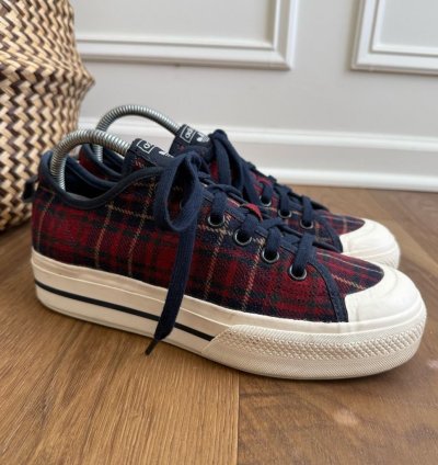 Adidas Nizza Rf Platform Red Plaid Flannel Sneakers 9