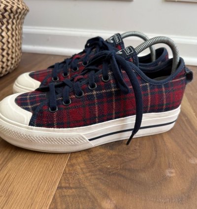 Adidas Nizza Rf Platform Red Plaid Flannel Sneakers 9