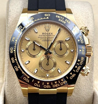 Rolex Daytona Yellow Gold Oysterflex Champagne Dial 116518ln Unworn 2023