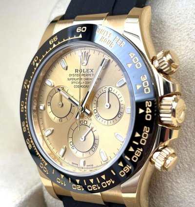 Rolex Daytona Yellow Gold Oysterflex Champagne Dial 116518ln Unworn 2023