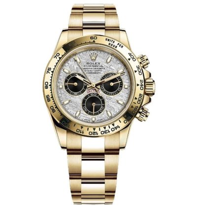 Rolex Daytona Yellow Gold Silver Meteorite Index Dial With White Tag