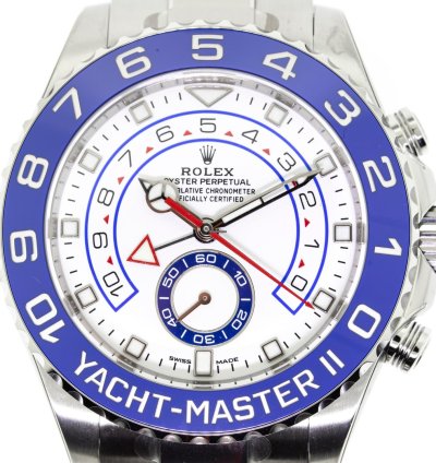 Rolex Yacht-master Ii 44mm Stainless Steel Matte White Dial Blue Bezel 116680