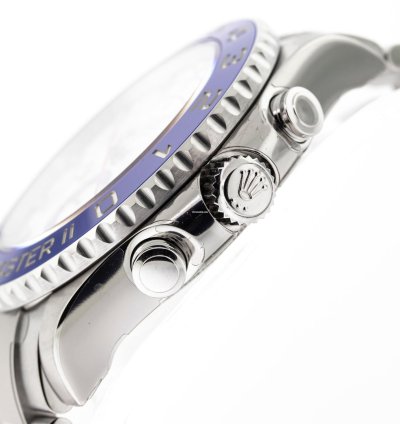 Rolex Yacht-master Ii 44mm Stainless Steel Matte White Dial Blue Bezel 116680