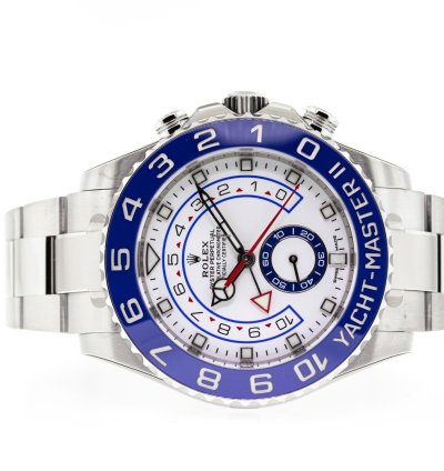 Rolex Yacht-master Ii 44mm Stainless Steel Matte White Dial Blue Bezel 116680
