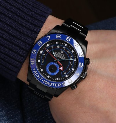 Rolex Yacht-master Ii Custom Black Dial Pvd Dlc Coated Stainless Steel Watch 116680