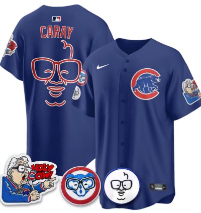 Harry Caray Jersey Chicago Cubs Harry Caray Holy Cow Patch Premier Limited Stitched Royal