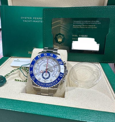 Rolex Yacht-master Ii New 2023 Stainless Steel White Dial Blue Ceramic Bezel 44mm Regatta Timer