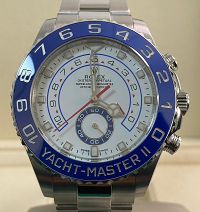 Rolex Yacht-master Ii New 2023 Unworn Yacht-master Ii Steel White Dial Blue Bezel 116680 Complete Set