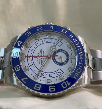 Rolex Yacht-master Ii New 2023 Unworn Yacht-master Ii Steel White Dial Blue Bezel 116680 Complete Set