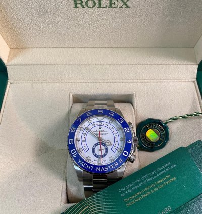 Rolex Yacht-master Ii New 2023 Unworn Yacht-master Ii Steel White Dial Blue Bezel 116680 Complete Set