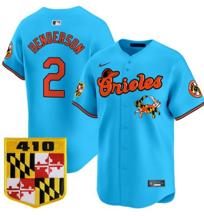 Gunnar Henderson Jersey 2 Baltimore Orioles 410 Chesapeake Crab Patch Limited Stitched Light Blue