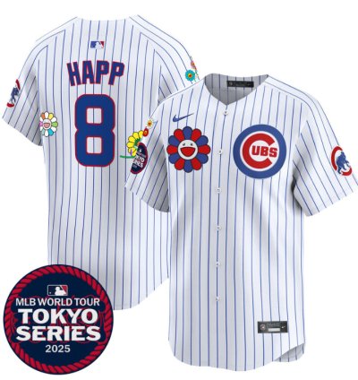 Ian Happ Jersey 8 Chicago Cubs Tokyo Series 2025 Vapor Premier Limited Stitched Pinstripe