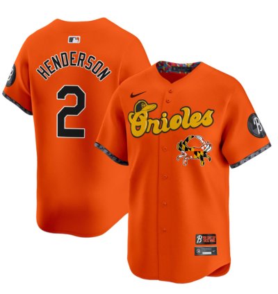 Gunnar Henderson Jersey 2 Baltimore Orioles Maryland Blue Crab Vapor Stitched Orange
