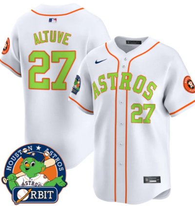 José Altuve Jersey 27 Astros Orbit Patch Vapor Premier Limited V2 Stitched White
