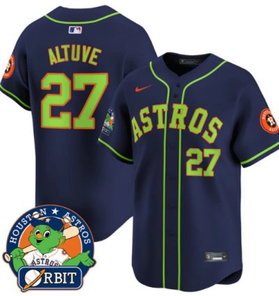 José Altuve Jersey 27 Astros Orbit Patch Vapor Premier Limited V2 Stitched Navy