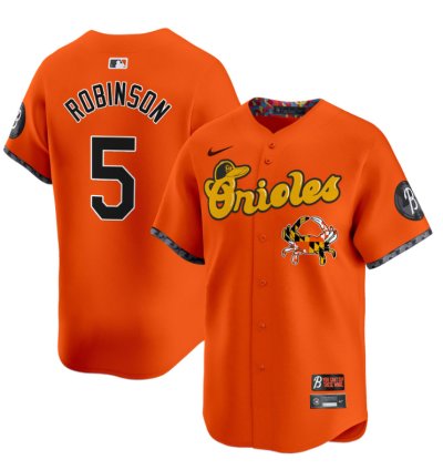 Brooks Robinson Jersey 5 Baltimore Orioles Maryland Blue Crab Vapor Stitched Orange