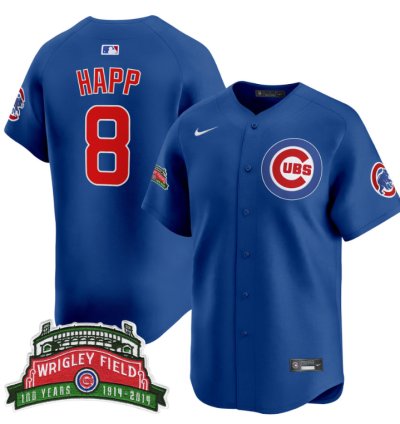 Ian Happ Jersey 8 Chicago Cubs Wrigley Field Style Vapor Premier Limited All Stitched Royal