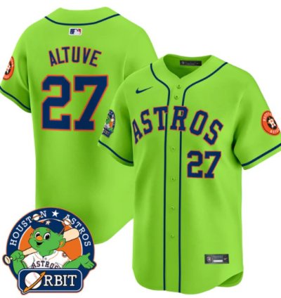 José Altuve Jersey 27 Astros Orbit Patch Vapor Premier Limited V2 Stitched Green