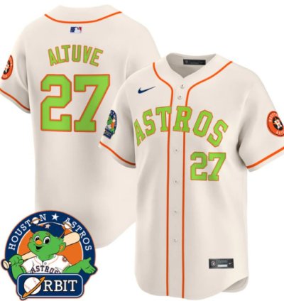 José Altuve Jersey 27 Astros Orbit Patch Vapor Premier Limited V2 Stitched Cream