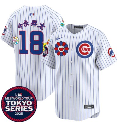 Imanaga Shota kanji Jersey 18 Chicago Cubs Tokyo Series 2025 Vapor Limited Stitched Pinstripe