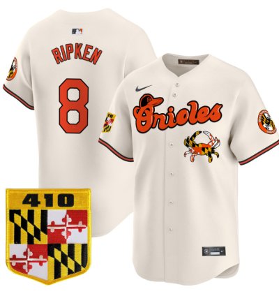 Cal Ripken Jersey 8 Baltimore Orioles 410 Chesapeake Crab Patch Limited Stitched Cream