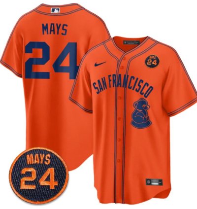 Willie Mays Jersey 24 San Francisco Giants 24 Mays Patch 2024 Vapor Premier Limited Orange Limited