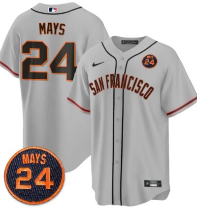 Willie Mays Jersey 24 San Francisco Giants 24 Mays Patch 2024 Vapor Premier Limited Gray