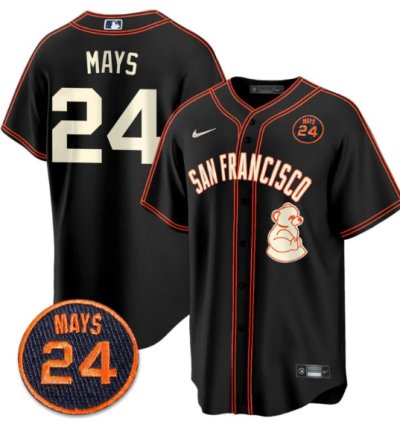 Willie Mays Jersey 24 San Francisco Giants 24 Mays Patch 2024 Vapor Premier Limited Black Limited