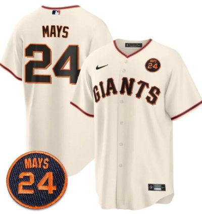 Willie Mays Jersey 24 San Francisco Giants 24 Mays Patch 2024 Vapor Premier Limited Cream Home