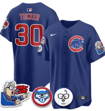 Kyle Tucker Jersey 30 Chicago Cubs Harry Caray Holy Cow Patch Premier Limited Stitched Royal