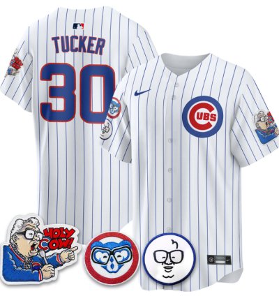 Kyle Tucker Jersey 30 Chicago Cubs Harry Caray Holy Cow Patch Premier Limited Stitched White