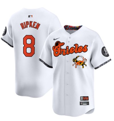 Cal Ripken Jersey 8 Baltimore Orioles Maryland Blue Crab Vapor Stitched White