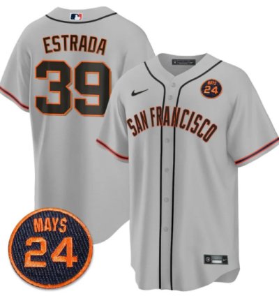 Thairo Estrada Jersey 39 San Francisco Giants 24 Willie Mays Patch 2024 Premier Gray