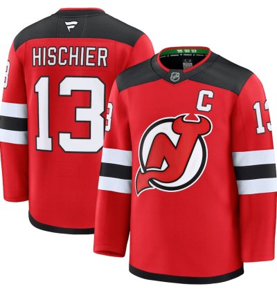 New Jersey Devils 13 Nico Hischier Home Premium Jersey Red