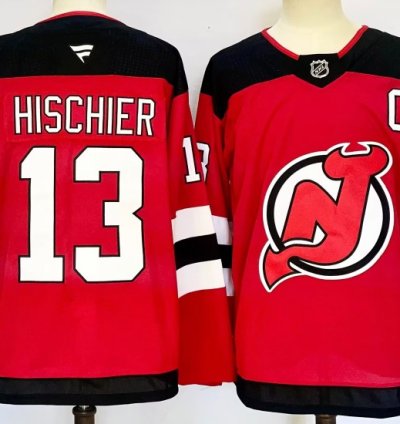 New Jersey Devils 13 Nico Hischier Jersey Stitched Red