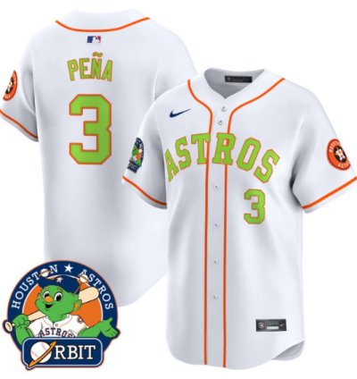 Jeremy Pena Jersey 3 Astros Orbit Patch Vapor Premier Limited V2 Stitched White