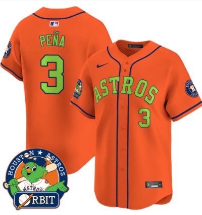 Jeremy Pena Jersey 3 Astros Orbit Patch Vapor Premier Limited V2 Stitched Orange