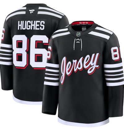 New Jersey Devils 86 Jack Hughes Alternate Premium Jersey Black